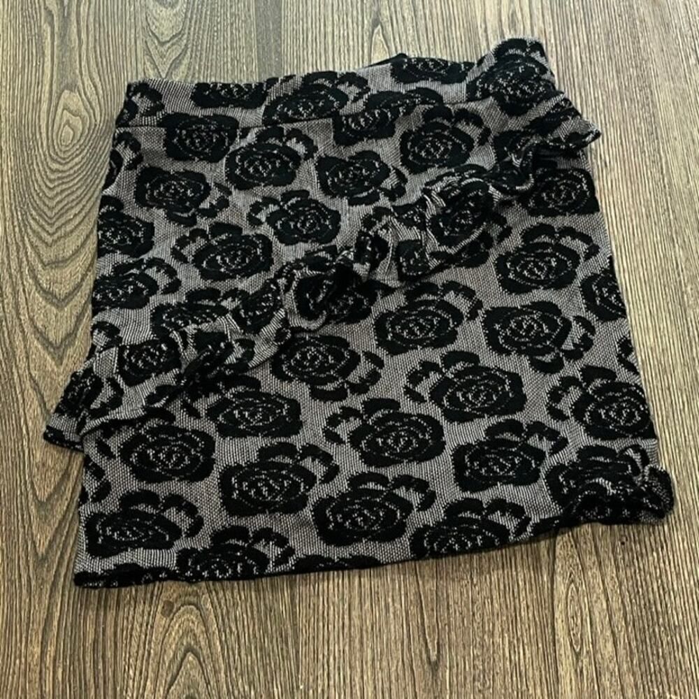 Charlie & Robin Womens Floral Ruffle Solo Stroll Mini Skirt Black Grey Size XS